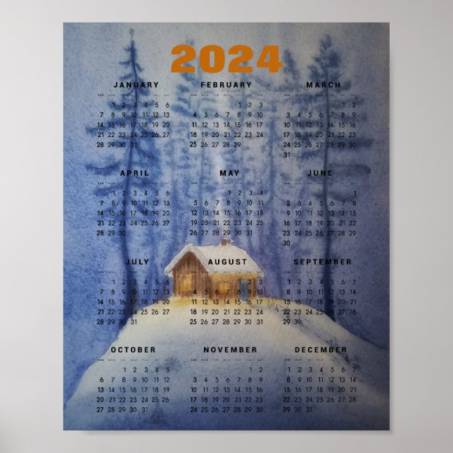 2024 calendar watercolor poster (Front)