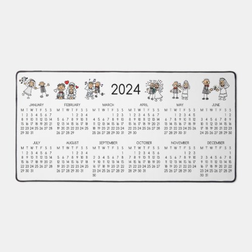 2024 Calendar Wedding Couples Characters Desk Mat