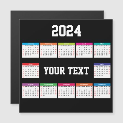 2024 calendar white black Colorful customizable