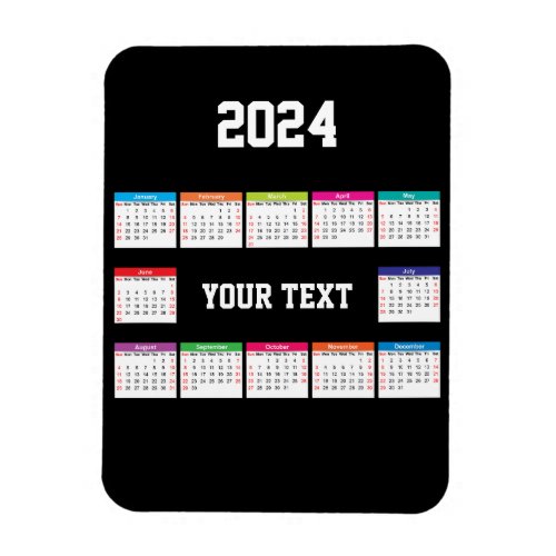 2024 calendar white black Colorful customizable Magnet