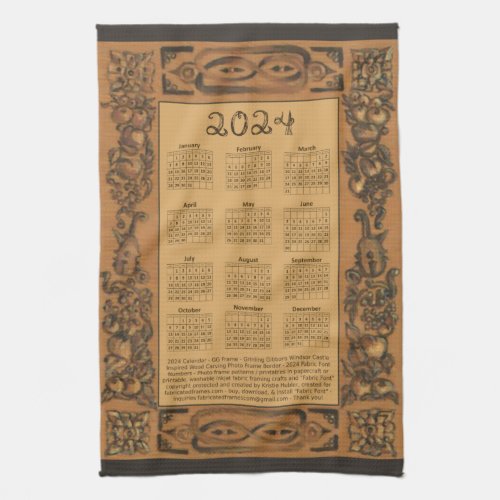 2024 Calendar Windsor Castle Wood Inspired Frame Kitchen Towel