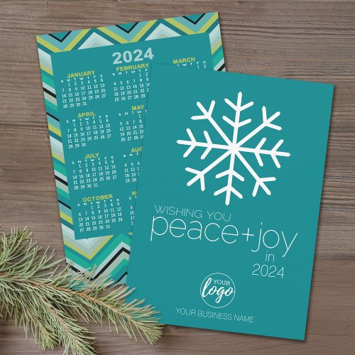 2024 Calendar Wishing Peace Joy Business Christmas Holiday Card