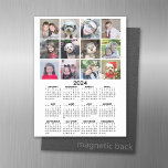 2024 Calendar with 12 Photo Collage - Black White Magnetic Dry Erase Sheet<br><div class="desc">Add 12 photos to this 2024 calendar and use it in your home all year. For best results, use photos that have been cropped into squares. A very useful item for school or home office. A standard look for your home office or school locker. This shows a full year view...</div>