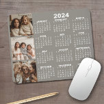 2024 Calendar with 3 Photo Collage - taupe Mouse Pad<br><div class="desc">A 3 photo collage with a 2024 calendar. A fun item for the New Year. Add 3 square photos to this design.</div>