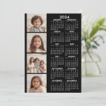 2024 Calendar with 4 Photo Collage - black card<br><div class="desc">A 4 photo collage with a 2024 calendar. A fun item for the New Year. Add 4 square photos to this design.</div>