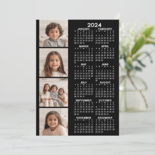 2024 Calendar with 4 Photo Collage - black card