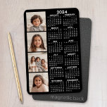 2024 Calendar With 4 Photo Collage - Black Magnet at Zazzle