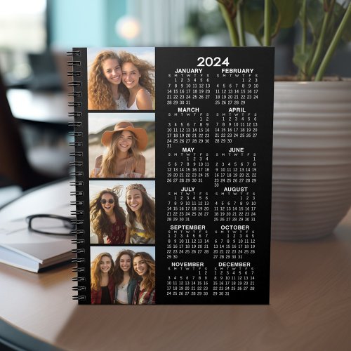 2024 Calendar with 4 Photo Collage _ black Notebook