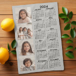 2024 Calendar with 4 Photo Collage - taupe Kitchen Towel<br><div class="desc">A 4 photo collage with a 2024 calendar. A fun item for the New Year. Add 4 square photos to this design. With a little bit of work,  you can change the background color and the calendar color when you click on the customize option and choose different colors.</div>