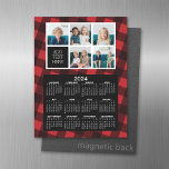 2024 Calendar with 5 Photo collage - buffalo plaid Magnetic Dry Erase Sheet<br><div class="desc">A very useful item for school or home office. A standard look for your home office or school locker. This shows a full year view of all dates.</div>