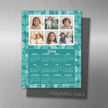 2024 Calendar with 6 Photo - teal mcm pattern Magnetic Dry Erase Sheet<br><div class="desc">Add 6 photos that have been cropped into squares. A very useful and fun item for school or home office. A standard calendar for your home office or school locker. This shows a full year view of all dates.</div>