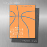 2024 Calendar with a basketball - bubble months Magnetic Dry Erase Sheet<br><div class="desc">A 2024 calendar with a modern cartoon drawing of a basketball. For advanced users,  you can go to the advanced design area and change colors of the calendar.</div>