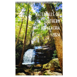 2024 Calendar with Appalachian waterfalls