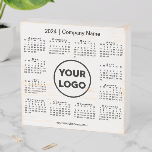 2024 Calendar with Company Logo and Name Wooden Box Sign