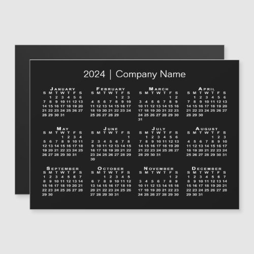2024 Calendar with Company Name Black Magnet