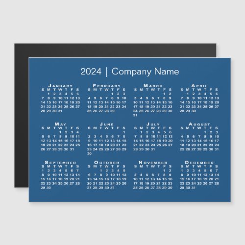 2024 Calendar with Company Name Blue Magnet