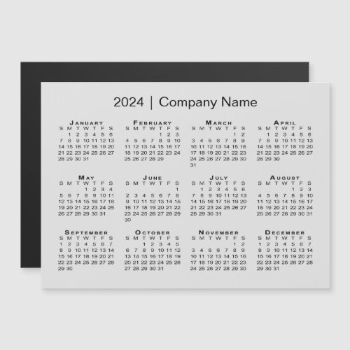 2024 Calendar with Company Name Grey Magnet