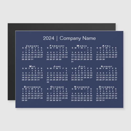 2024 Calendar with Company Name Navy Blue Magnet