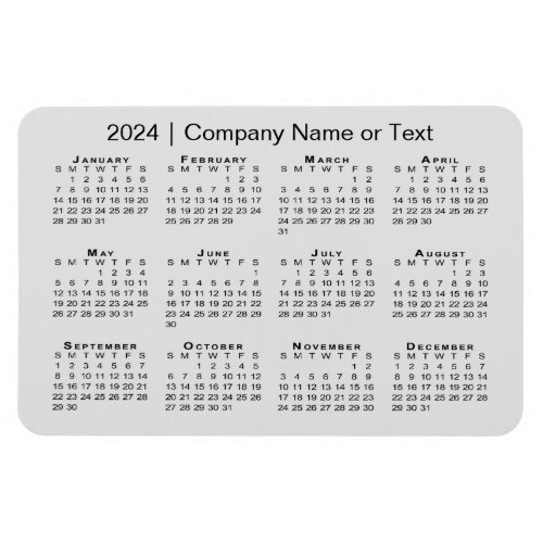 2024 Calendar with Custom Text Grey Magnet