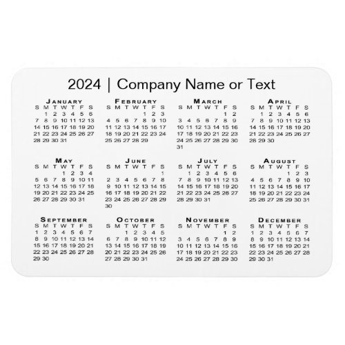 2024 Calendar with Custom Text White Magnet