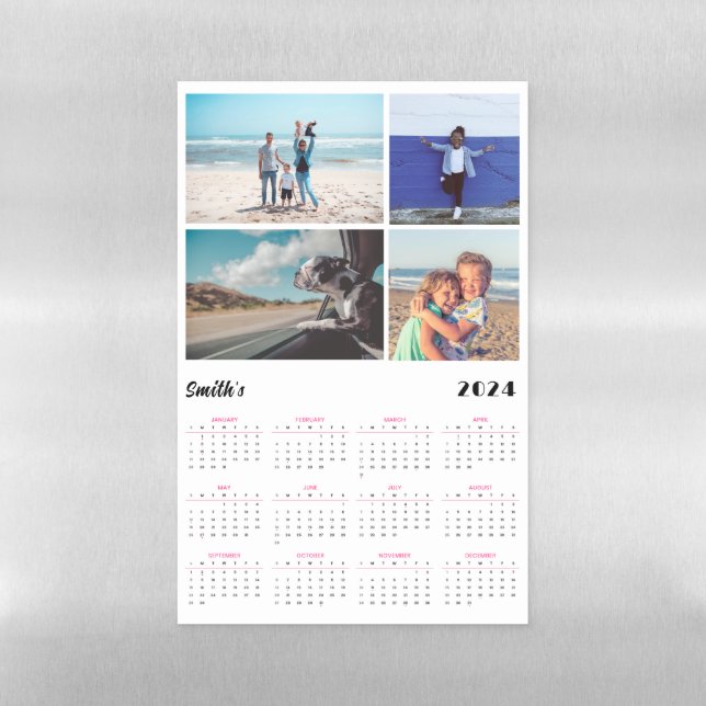 2024 Calendar with Editable Photos and Name -  Magnetic Dry Erase Sheet (Vertical)