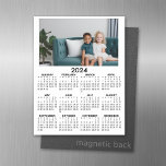 2024 Calendar with Family Photo - Black White Magnetic Dry Erase Sheet<br><div class="desc">Add a family photo to this 2024 calendar. The calendar is a basic black and white year view. A very useful item for school or home office. A standard look for your home office or school locker. This shows a full year view of all dates.</div>