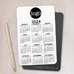 2024 Calendar with Logo Basic Black White Minimal Magnet<br><div class="desc">A very useful item for school or home office. A standard look for your home office or school locker. This shows a full year view of all dates.</div>