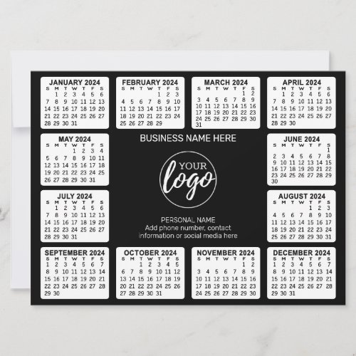 2024 Calendar with logo Contact Info New Year  Holiday Card