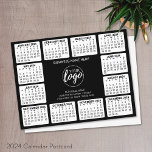 2024 Calendar with logo, Contact Information Black Postcard<br><div class="desc">Add a logo with a 2024 calendar and room to add a few lines of text. A fun item for the New Year to use as a company giveaway. You can change colors in the advanced design area.</div>