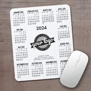 2024 Calendar with logo, Contact Information White Mouse Pad