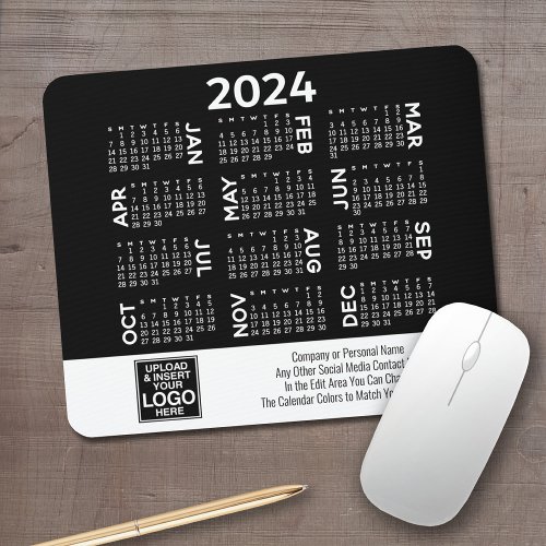 2024 Calendar with logo Contact Information White Mouse Pad