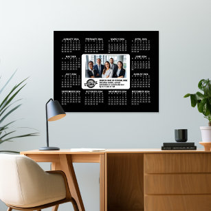 2024 Calendar with logo, Group Photo, Text - Black Poster