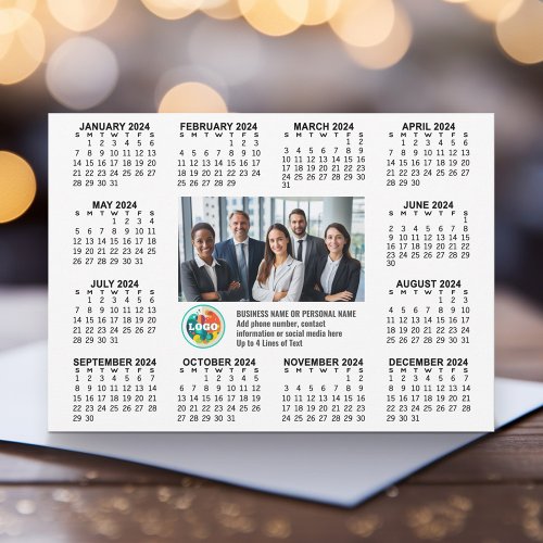 2024 Calendar with logo Photo and Text _ Business Holiday Card