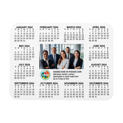2024 Calendar with logo Photo and Text _ Business Magnet