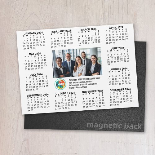 2024 Calendar with logo Photo and Text _ Business Magnetic Invitation