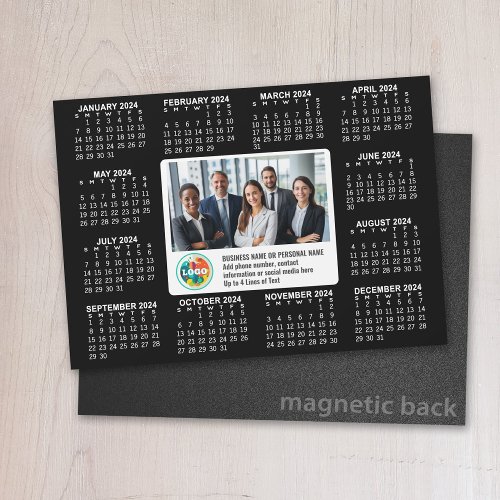 2024 Calendar with logo Photo and Text _ Business Magnetic Invitation
