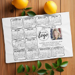 2024 Calendar with logo, Photo and Text - white Kitchen Towel<br><div class="desc">A logo and photo collage with a 2024 calendar and room to add a few lines of text. A fun item for the New Year to use as a company giveaway. Add 2 square photos to this design.</div>