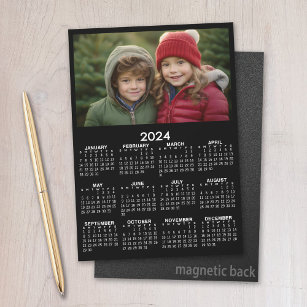 2024 Calendar with Photo Basic Black White Magnet
