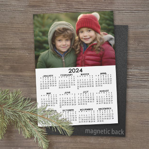 2024 Calendar with Photo Basic Black White Magnet