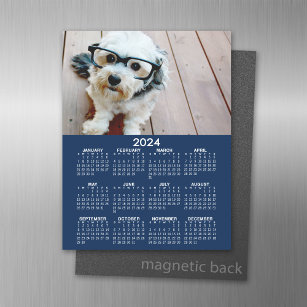 2024 Calendar with Photo Basic Black White Minimal Magnetic Dry Erase Sheet