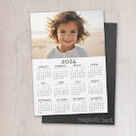 2024 Calendar with Photo Basic Grey White Magnet<br><div class="desc">A very useful item for school or home office. A standard calendar with a photo on the top. This shows a full year view of all dates.</div>