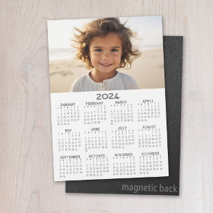 2024 Calendar with Photo Basic Grey White Magnet
