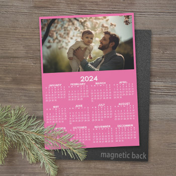 2024 Calendar With Photo Basic Pink by BusinessStationery at Zazzle