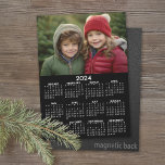 2024 Calendar with Photo Black White Magnetic Card<br><div class="desc">A very useful item for the classroom,  business or home office. Add a family photo on the top. This shows a full year view of all dates.</div>