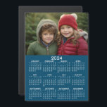 2024 Calendar with Photo Blue White Magnetic Card<br><div class="desc">A very useful item for the classroom,  business or home office. Add a family photo on the top. This shows a full year view of all dates.</div>