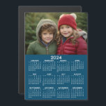 2024 Calendar with Photo Blue White Magnetic Card<br><div class="desc">A very useful item for the classroom,  business or home office. Add a family photo on the top. This shows a full year view of all dates.</div>