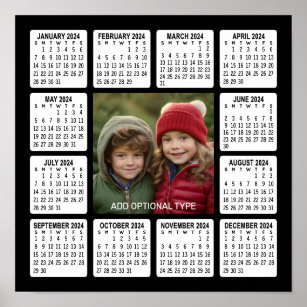 2024 Calendar with Square Photo in the Center Poster