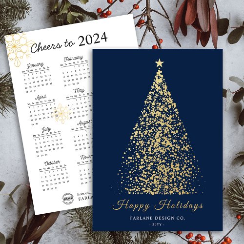 2024 Calendar Xmas Tree Business Logo Holiday Card