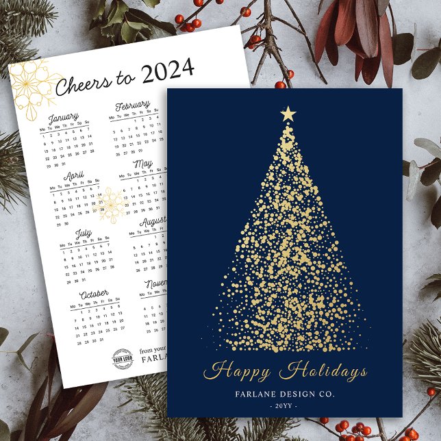 2024 Calendar Xmas Tree Business Logo Holiday Card (2024 Calendar Xmas Tree Business Logo Holiday Card)