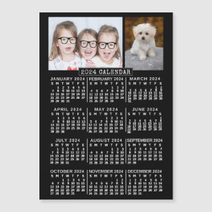 2024 Calendar Year Black   Custom 2 Photo Magnet